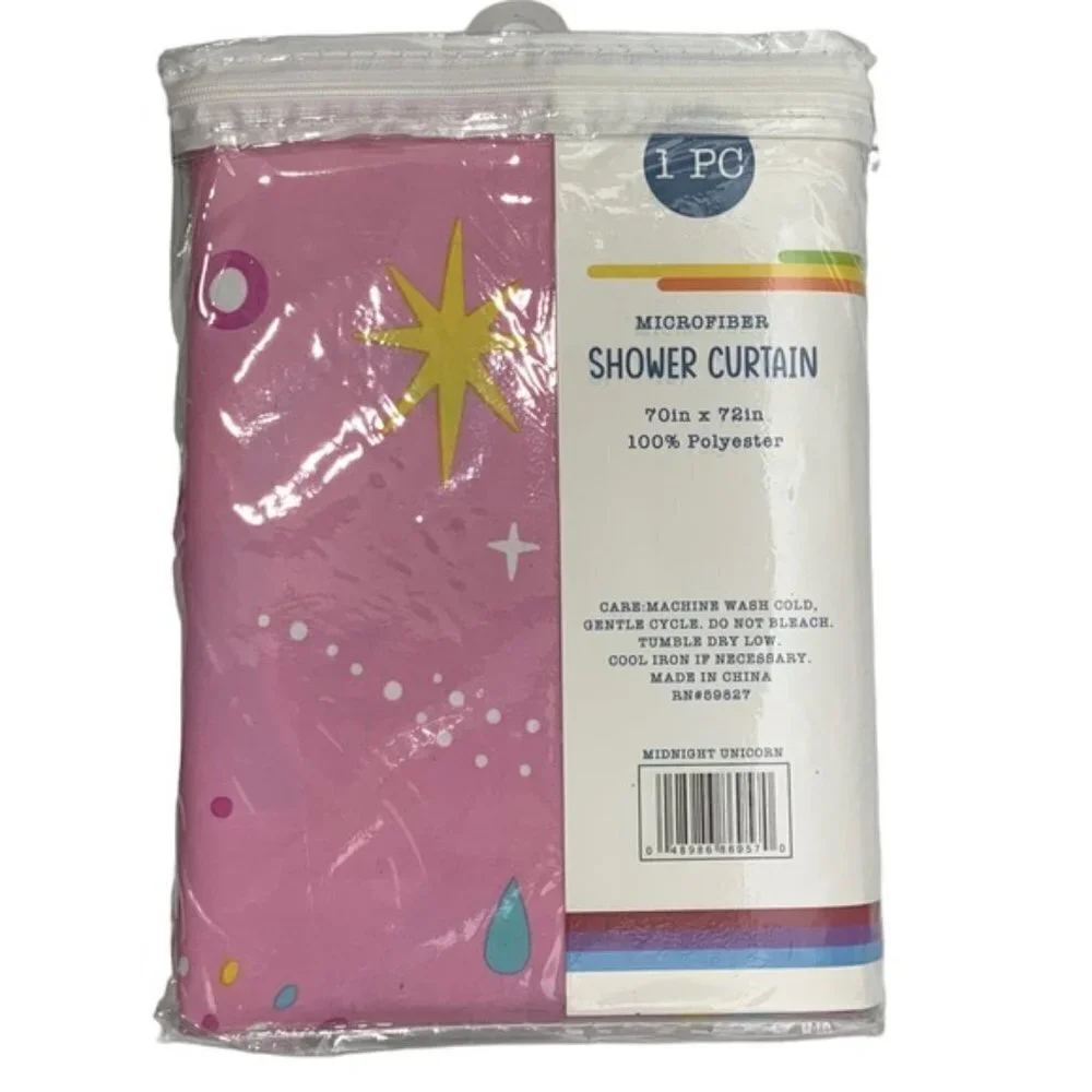 Matt & Maddie Unicorn Rainbow Fabric Shower Curtain 70 X 72 In Multicolor Pink